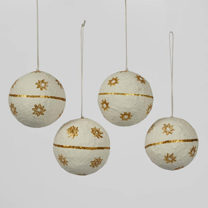 Mache Hanging Ball Ornament White (
