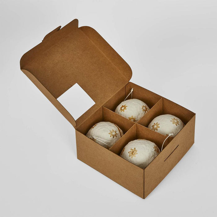 Mache Hanging Ball Ornament White (