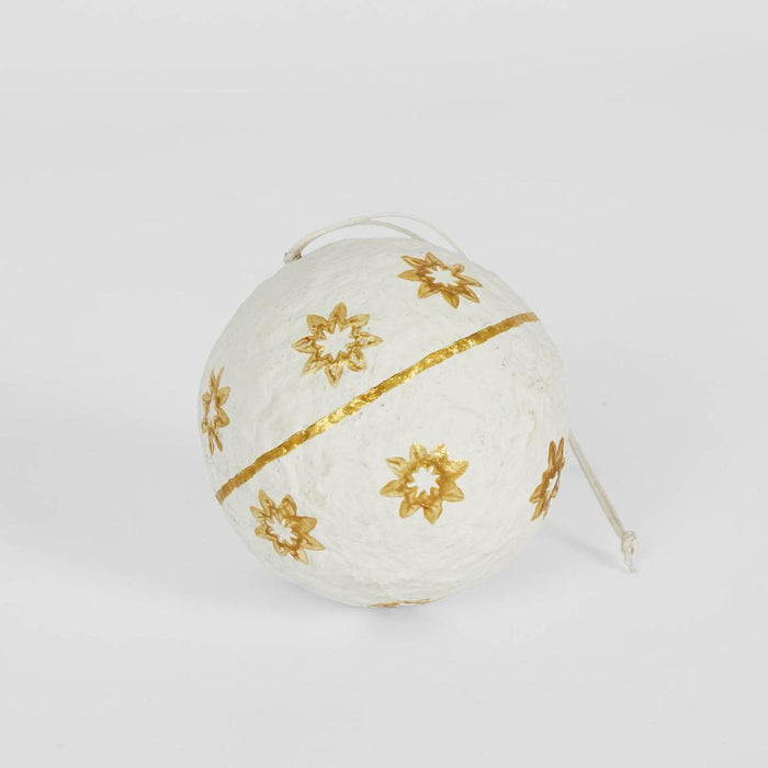 Mache Hanging Ball Ornament White (