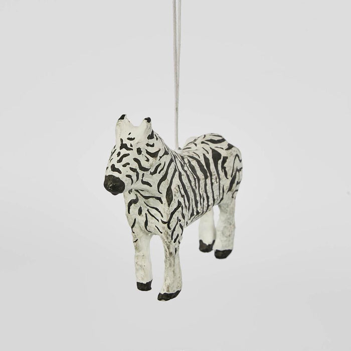Mache Zebra Hanging Ornament (