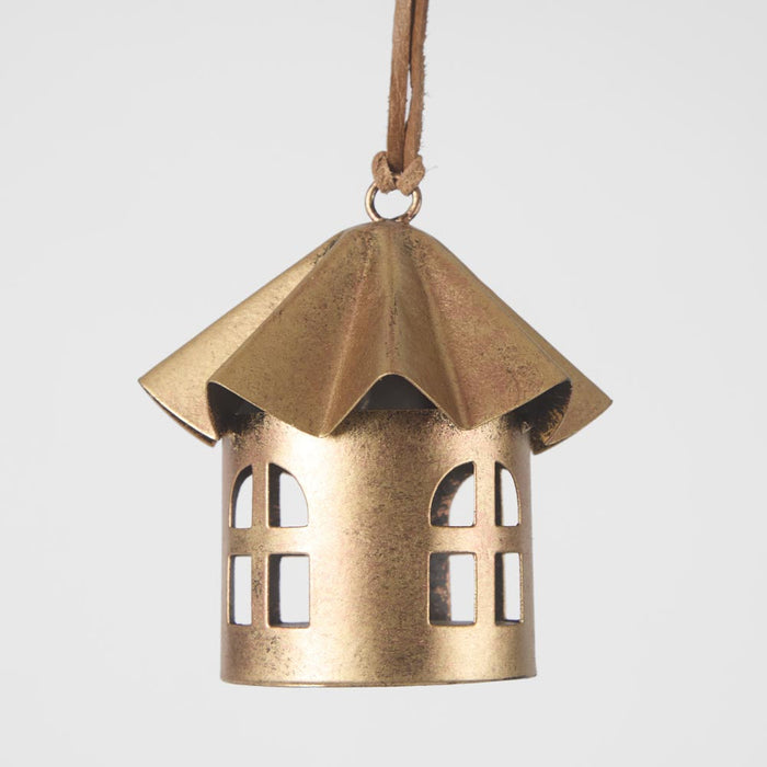 Brass Bird House Decorations - Set of 3