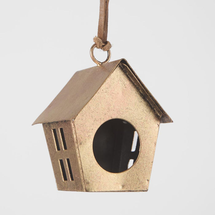Brass Bird House Decorations - Set of 3