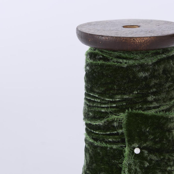 Frayed Velvet Ribbon Forest Green 50mm x 5m