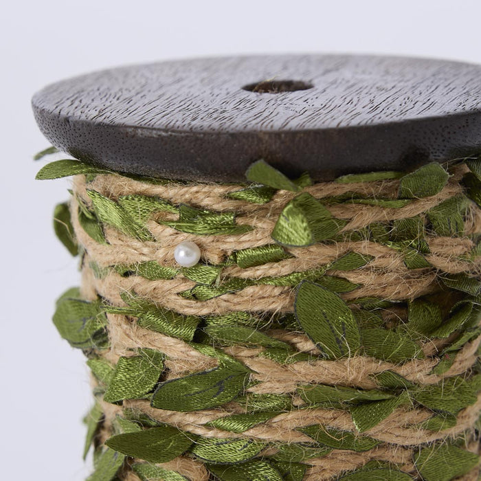 Vine Leaf Ribbon Green 10mm x 10m