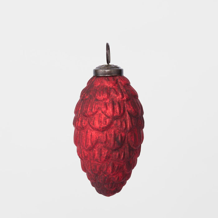 Antiqued Glass Pinecone Decoration Red Small set of 3