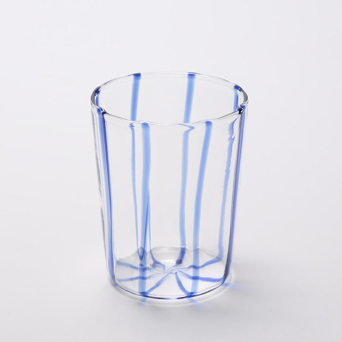 La Dolce Vita Pinstripe Glass Tumbler Blue