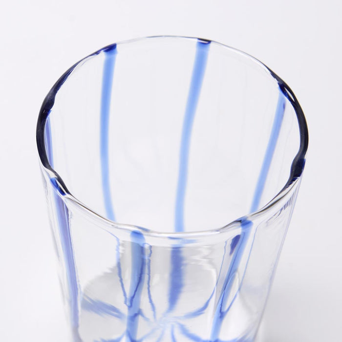 La Dolce Vita Pinstripe Glass Tumbler Blue