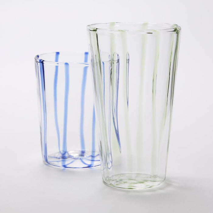 La Dolce Vita Pinstripe Glass Tumbler Blue
