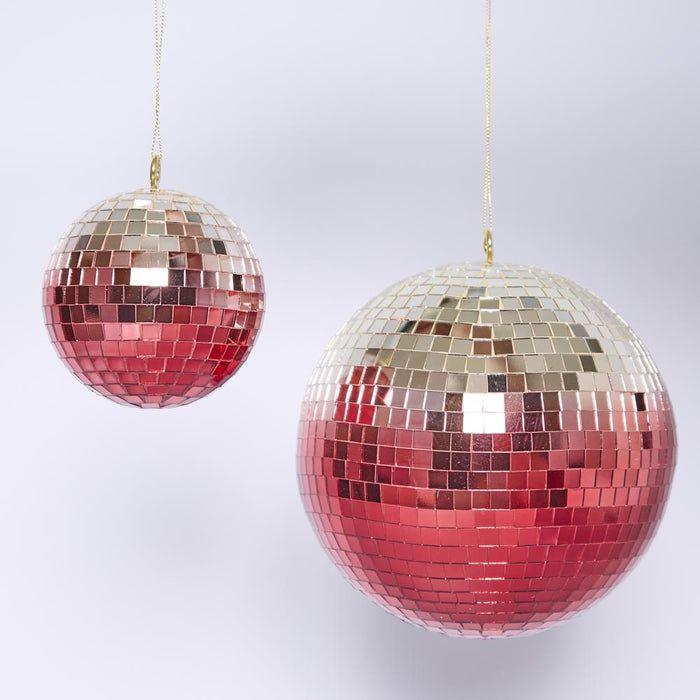Disco Ball Hanging Small Fuchsia 2 pcs