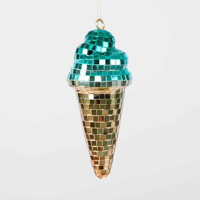 Disco Ice Cream Cone Decoration Blue set of 6
