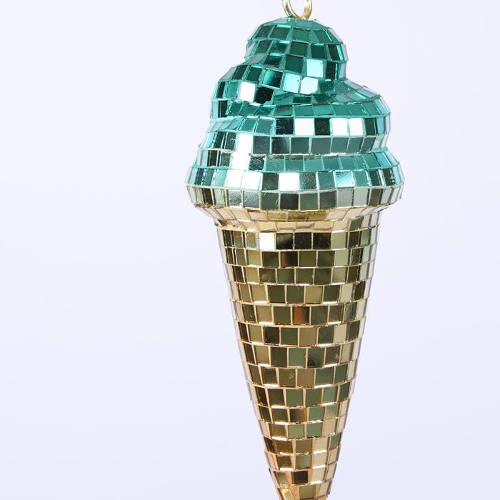 Disco Ice Cream Cone Decoration Blue set of 6