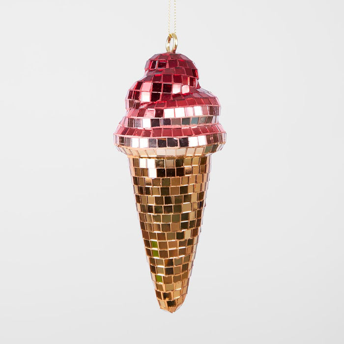 Disco Ice Cream Cone Decoration Fuchsia set of 6