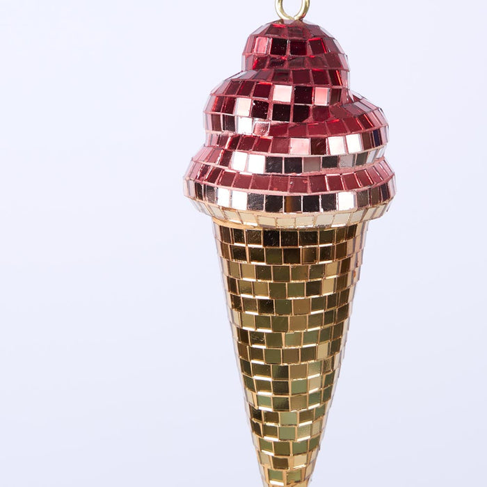 Disco Ice Cream Cone Decoration Fuchsia set of 6