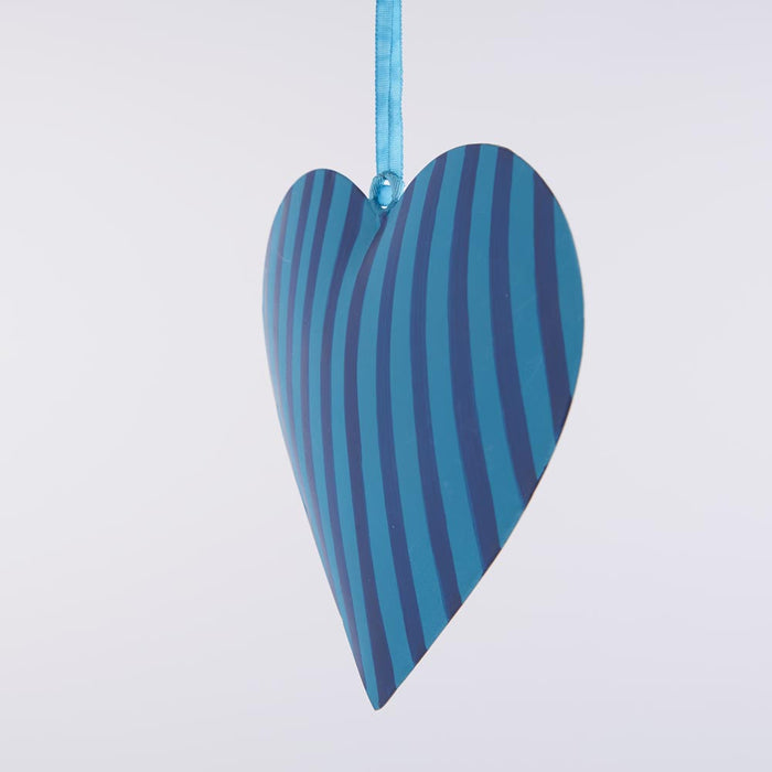 La Dolce Vita Heart Tree Decoration Large Blue set of 4