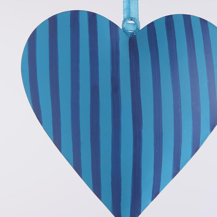 La Dolce Vita Heart Tree Decoration Large Blue set of 4