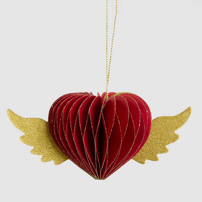 Paper Heart Decoration Red set of 12