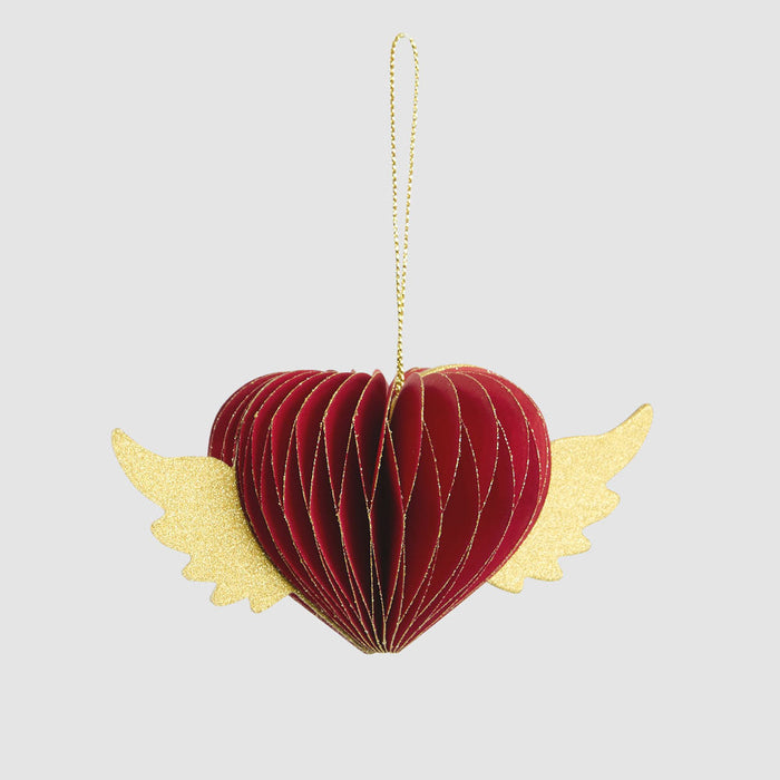 Paper Heart Decoration Red set of 12