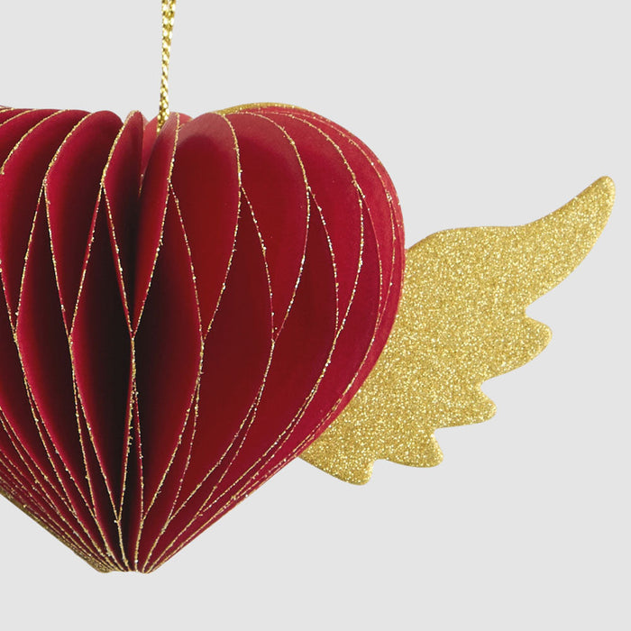 Paper Heart Decoration Red set of 12