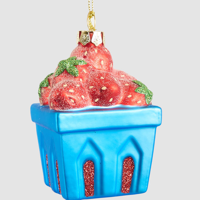 Glass Strawberry Punnet Tree Decoration