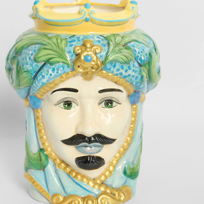 Sicilian Golden King Moro Head Ceramic Vase