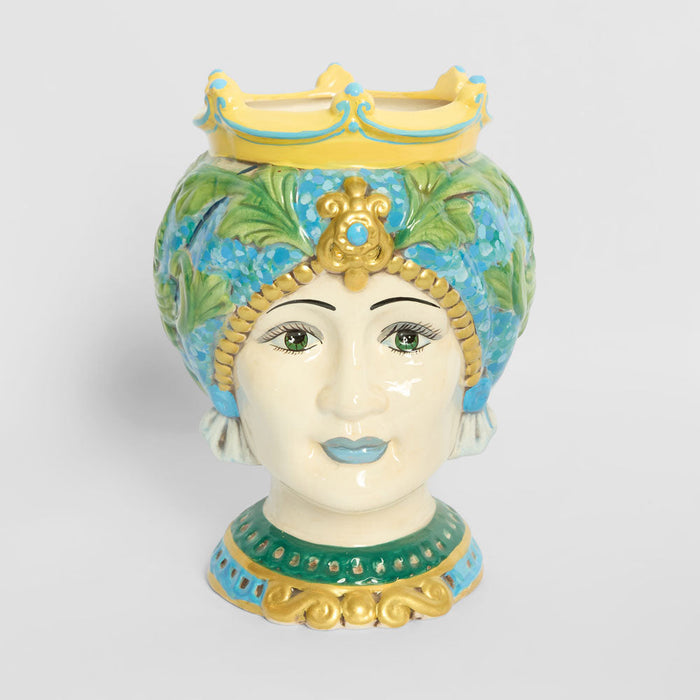 Sicilian Golden Queen Moro Head Ceramic Vase