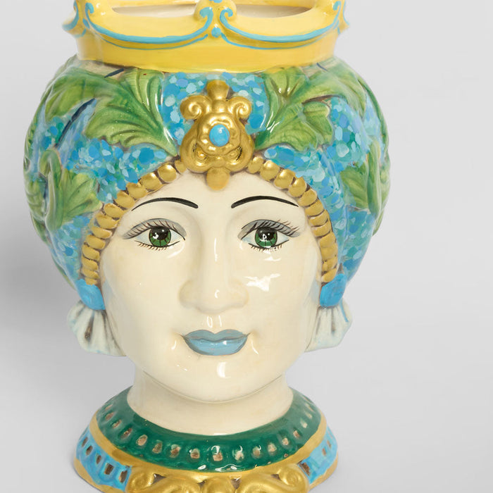 Sicilian Golden Queen Moro Head Ceramic Vase