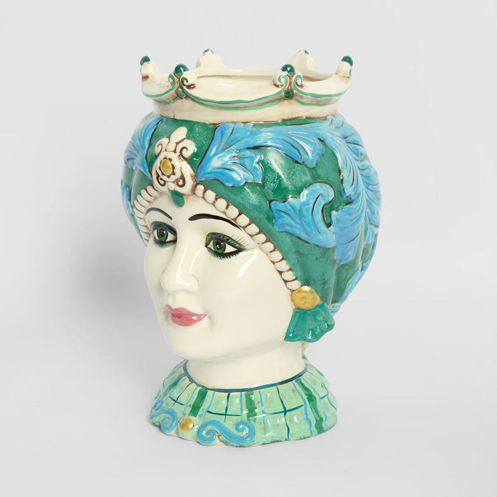 Sicilian Azure Queen Moro Head Ceramic Vase