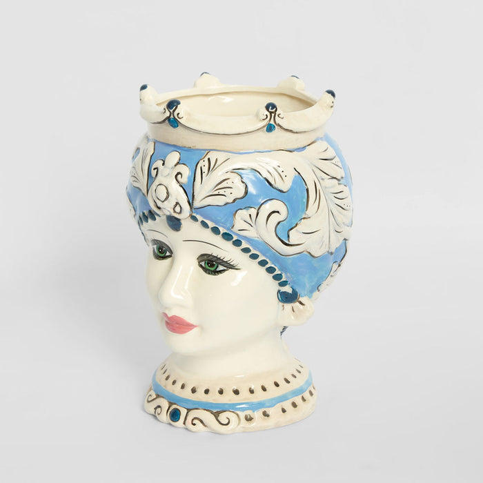 Sicilian Cobalt Queen Moro Head Ceramic Vase