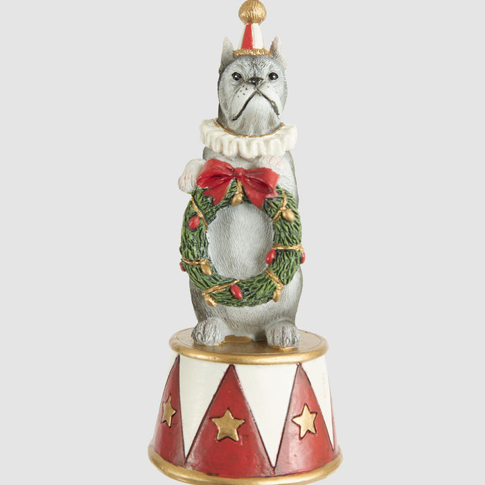 Alfie Circus Dog w. Wreath Decoration
