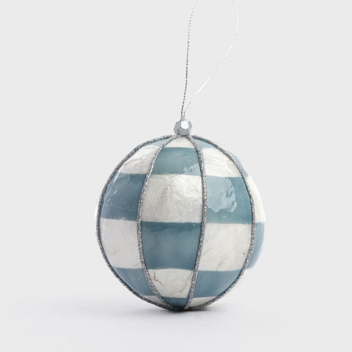 Squared Capiz Hand Painted Bauble Blue