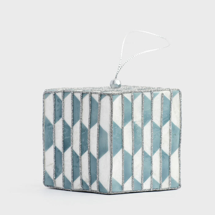 Checker Capiz Stripe Decoration Blue
