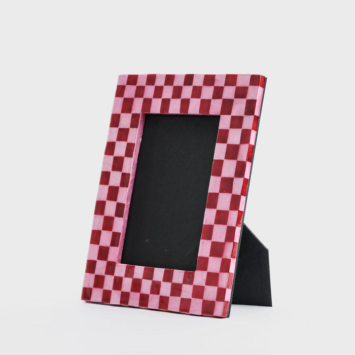 Checker Photo Frame Red & Pink Sml