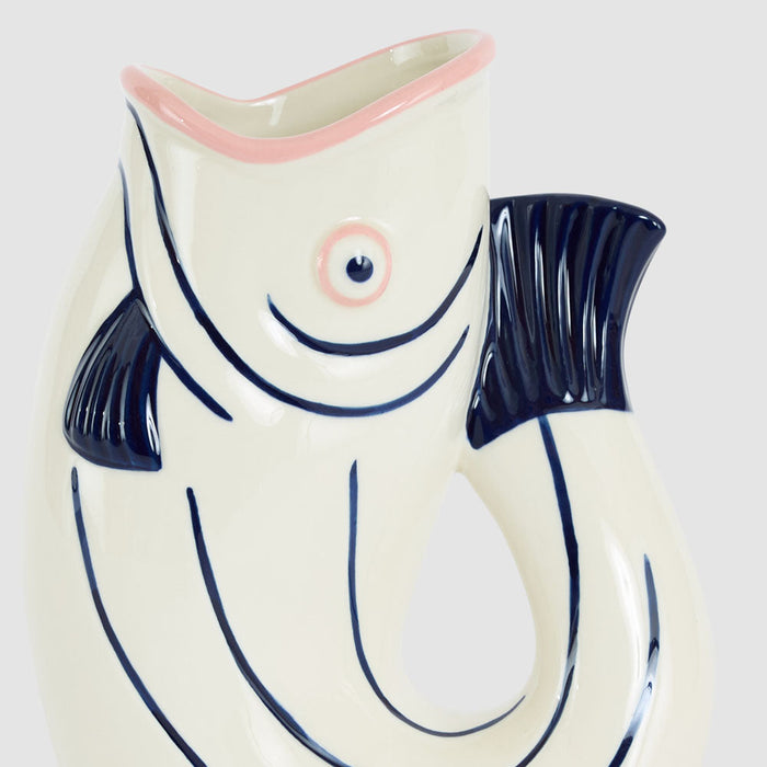 Nautical Ceramic Fish Vase Pink Lips