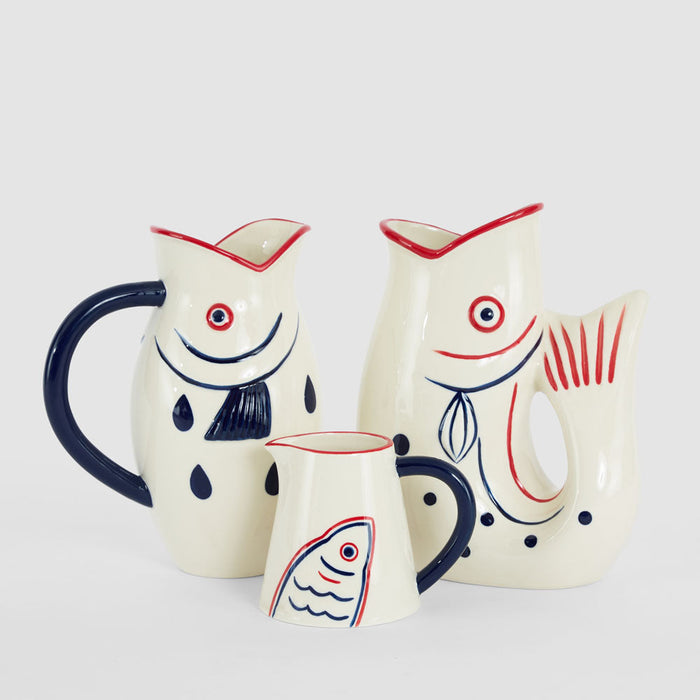 Nautical Ceramic Fish Vase Red Lips