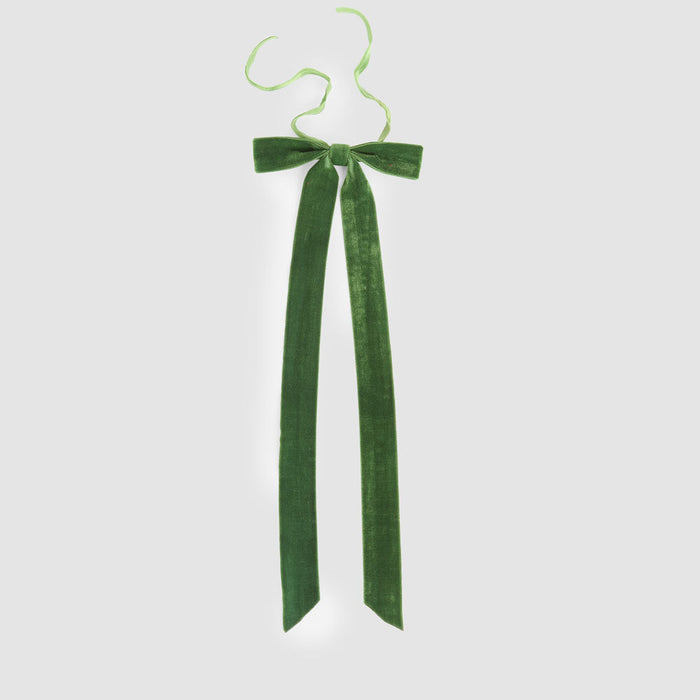 Velvet Tie On Bow Green - pcs