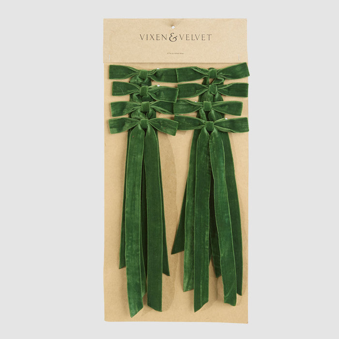 Velvet Tie On Bow Green - pcs