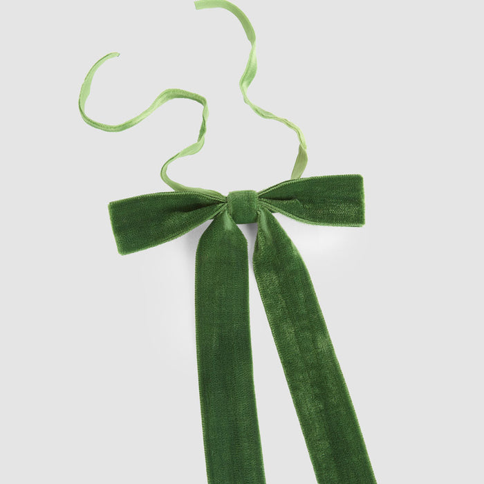 Velvet Tie On Bow Green - pcs