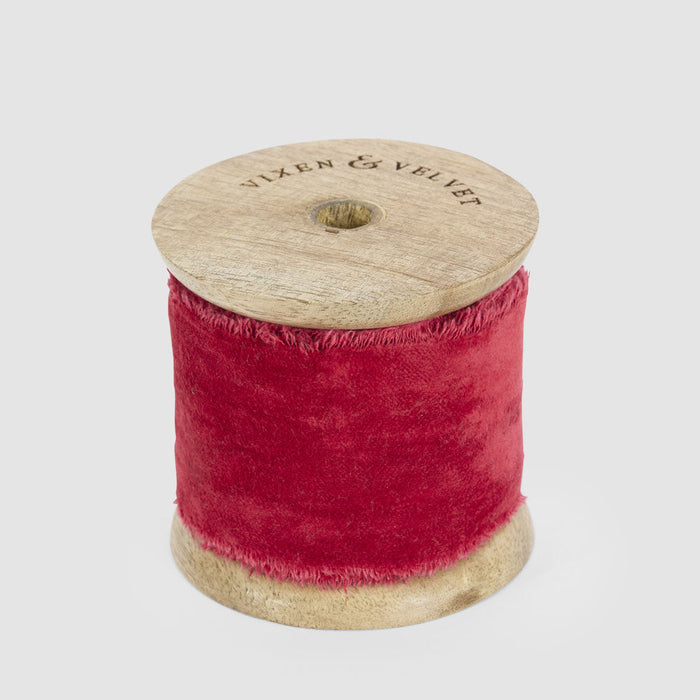Frayed Velvet Ribbon Red 50mm x 5m