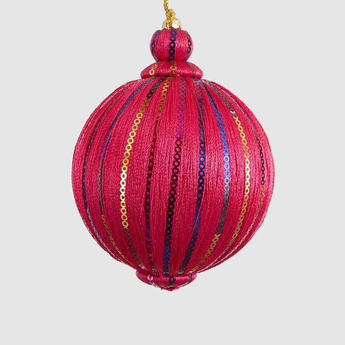 Magenta Sequin Stripe Bauble Fuchsia