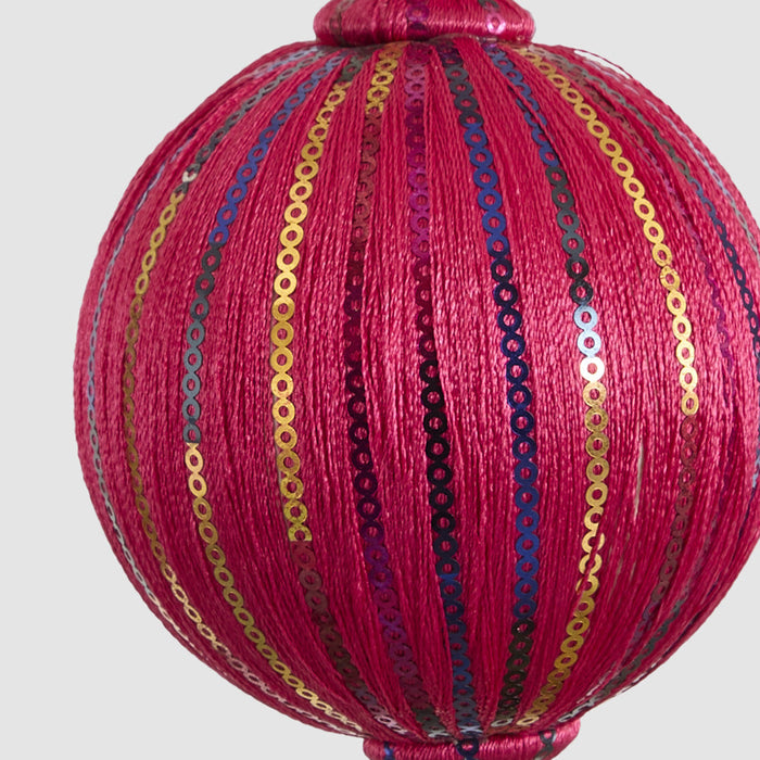 Magenta Sequin Stripe Bauble Fuchsia