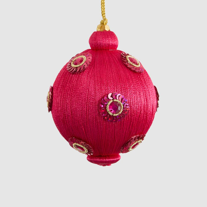 Magenta Silk Sequin Bauble Fuchsia set of 3