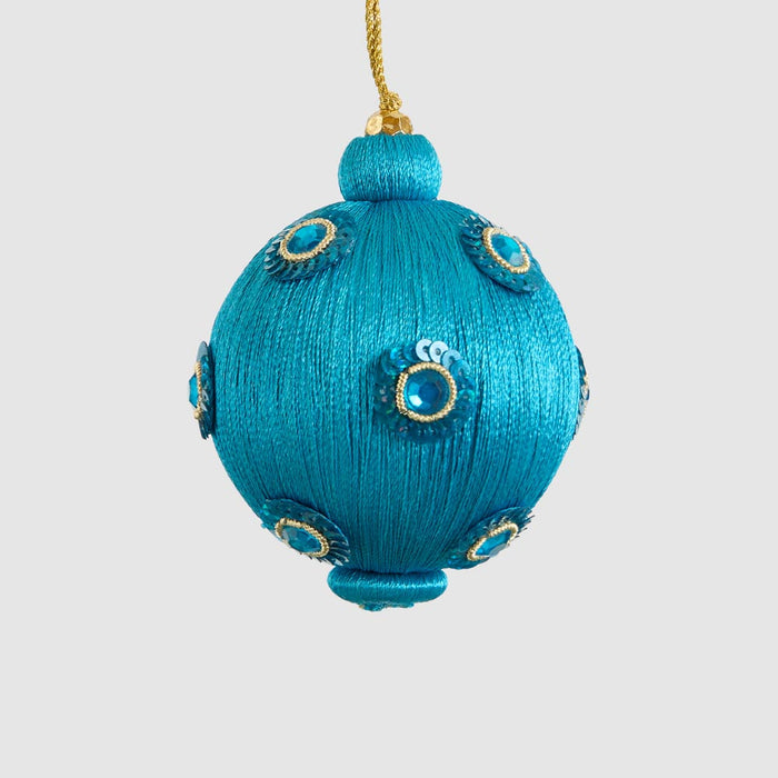 Silk Sequin Bauble Turquoise set of 3