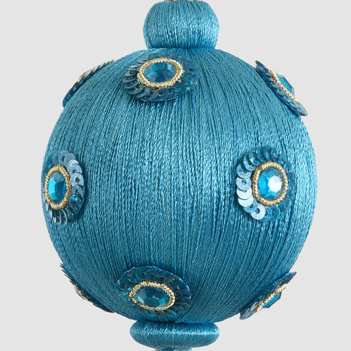 Silk Sequin Bauble Turquoise set of 3