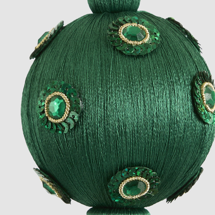 Silk Sequin Bauble Emerald set of 3