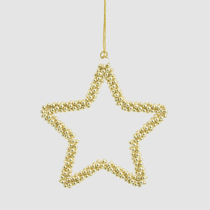 Star Beaded Decoration Small Gold 2 pcs