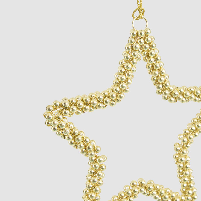 Star Beaded Decoration Small Gold 2 pcs