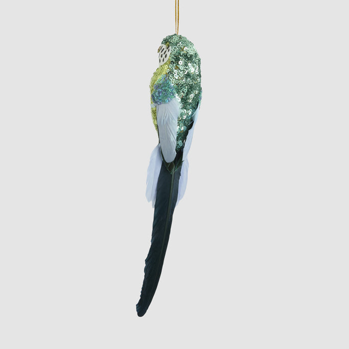 Shixi Sequin Budgie Bird Green 2 pcs