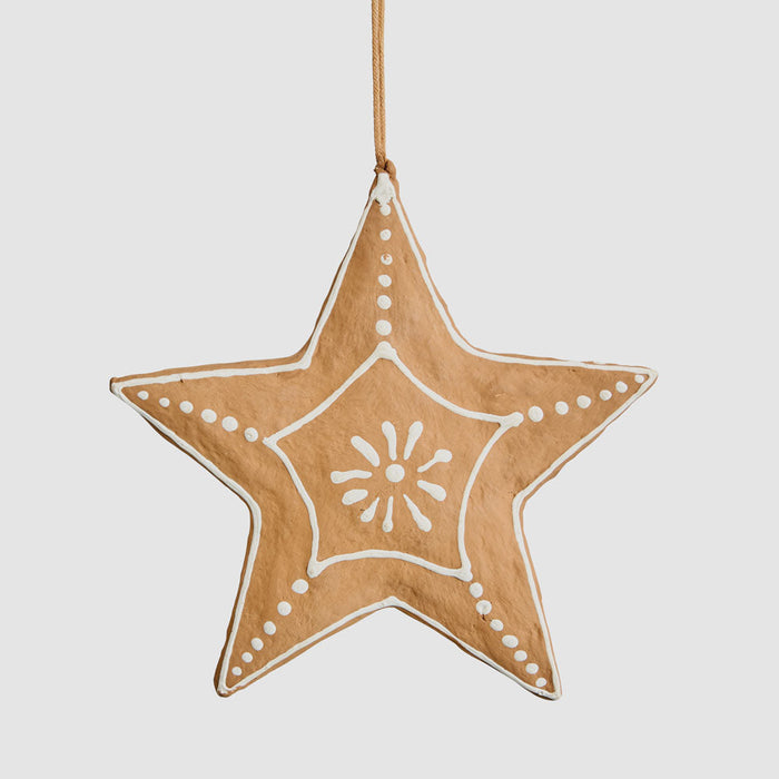 Mache Hanging Gingerbread Star set of 2