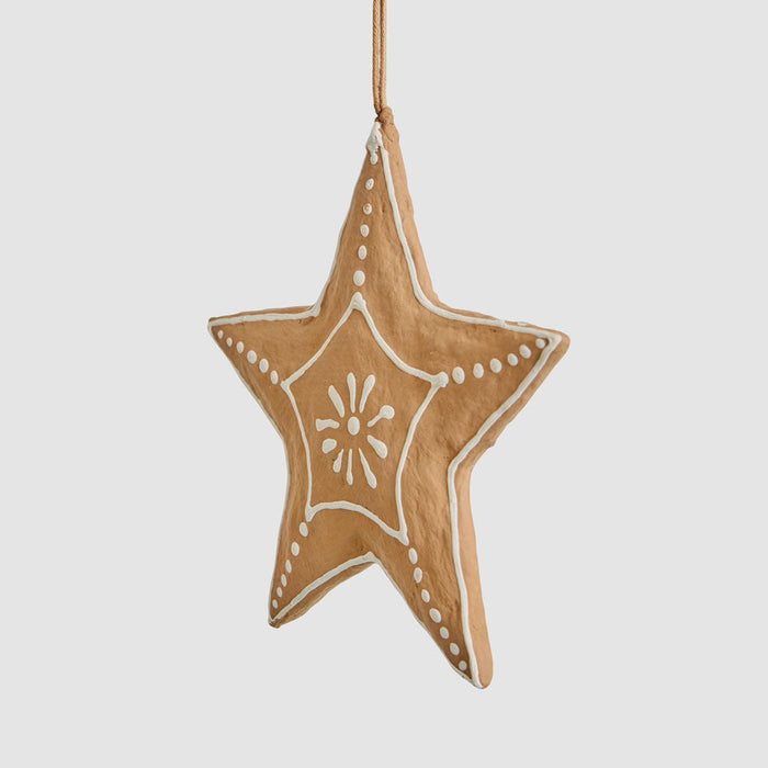 Mache Hanging Gingerbread Star set of 2