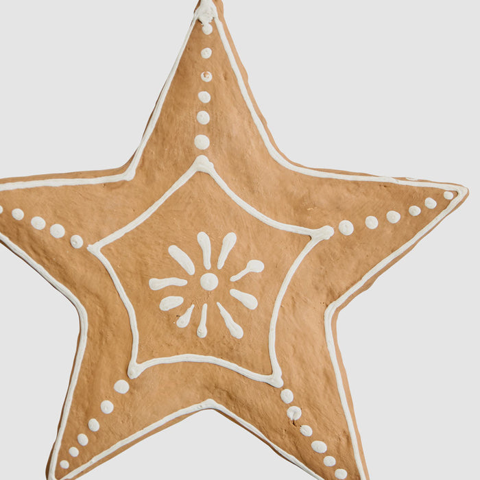 Mache Hanging Gingerbread Star set of 2